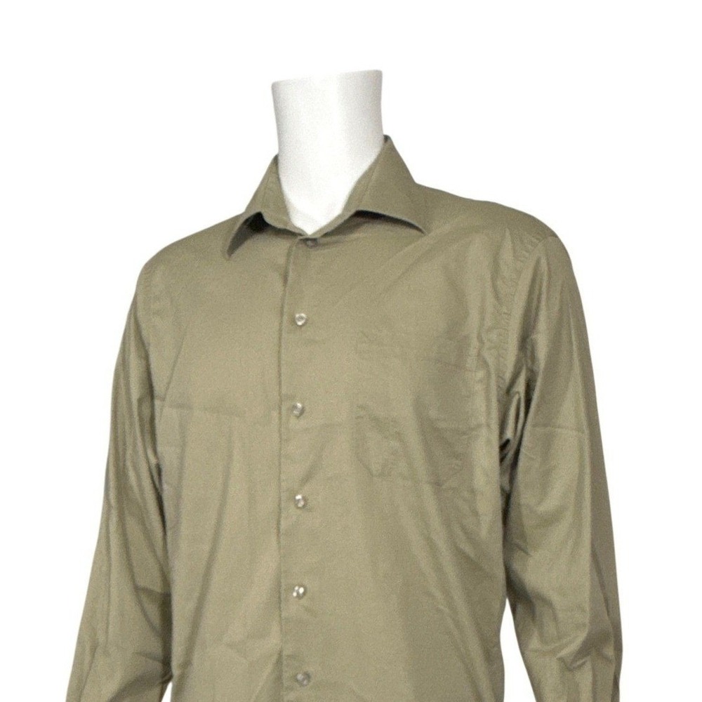 Kenneth Cole‎ Reaction Mens Slim Fit Button Down Shirt Olive Green Large - Picture 9 of 9